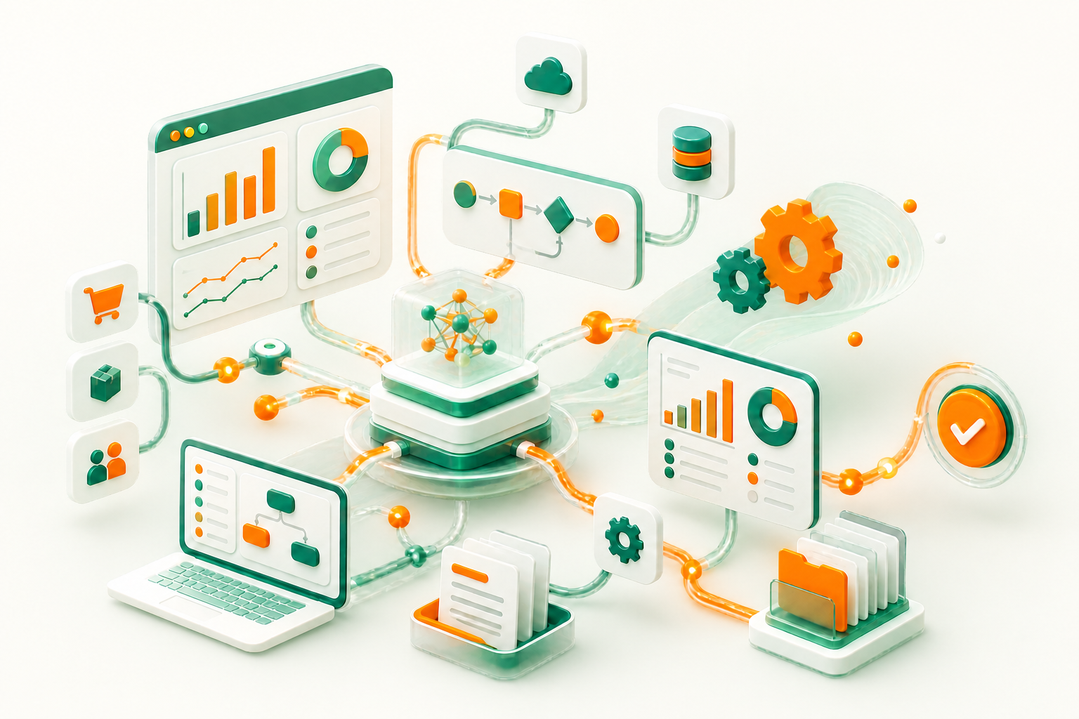 Sistemas empresariales conectados y procesos automatizados
